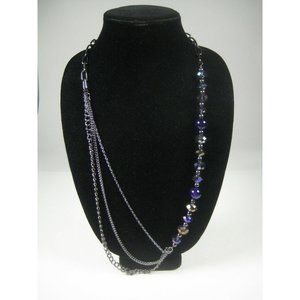 Ali Khan Necklace Women 36" Asymmetrical New York Jewelry Aurora Borealis Purple